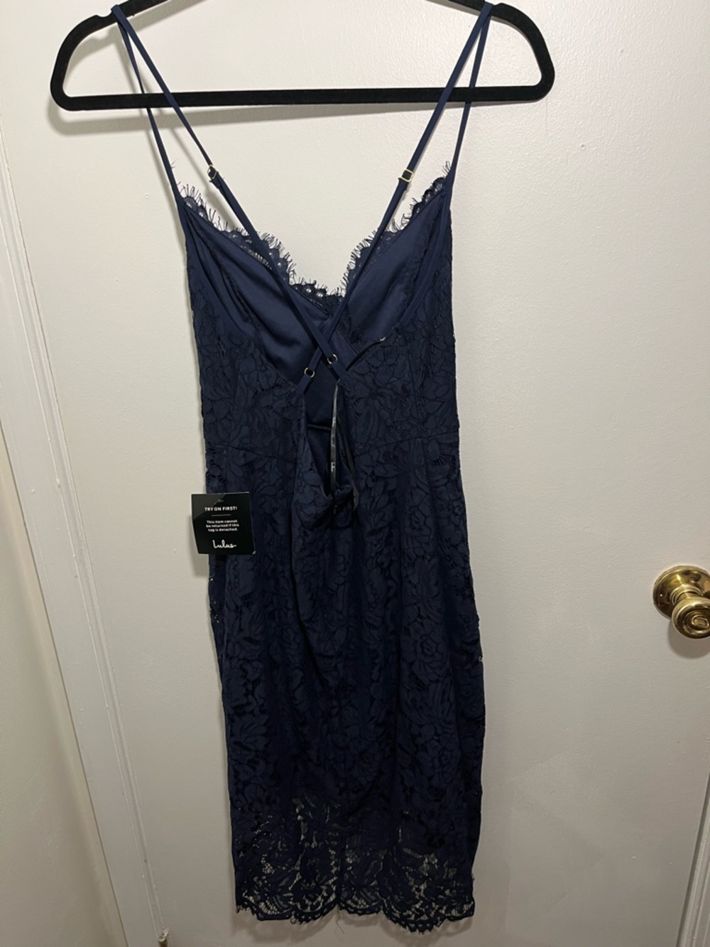 Lulu's Flirting with Desire Navy Blue Lace Bodycon Dress NWT - Picture 8 of 13